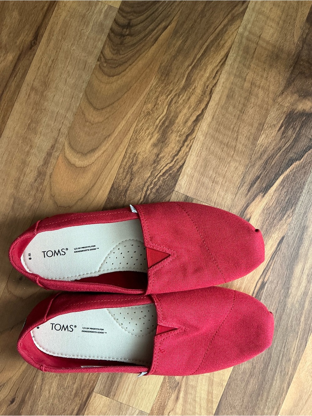 TOMS Women’s Red Canvas Slip-On Moccasins